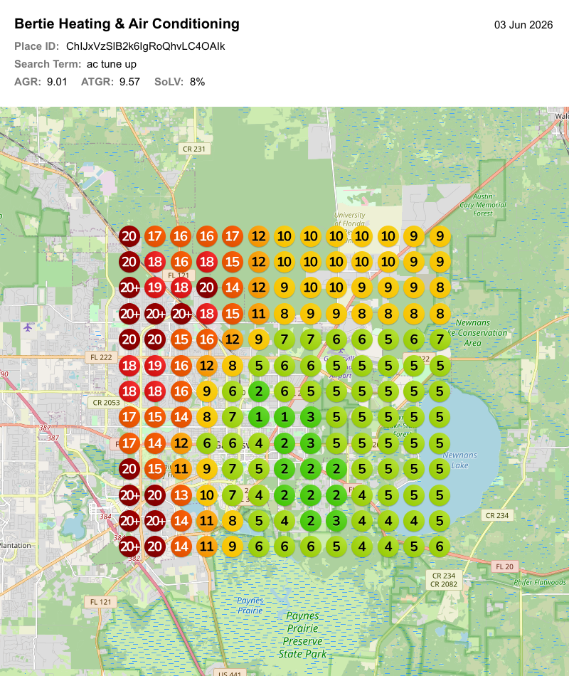 Map-pack heatmap for ac tune up, June 3 baseline